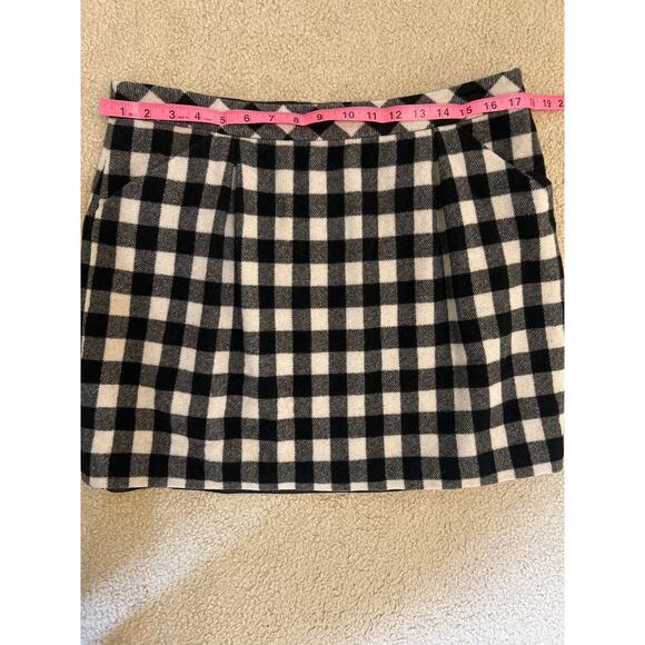 Club Monaco Black & White Checkered Plaid Mini Skirt Cashmere Wool Size XL 14 - Picture 9 of 10